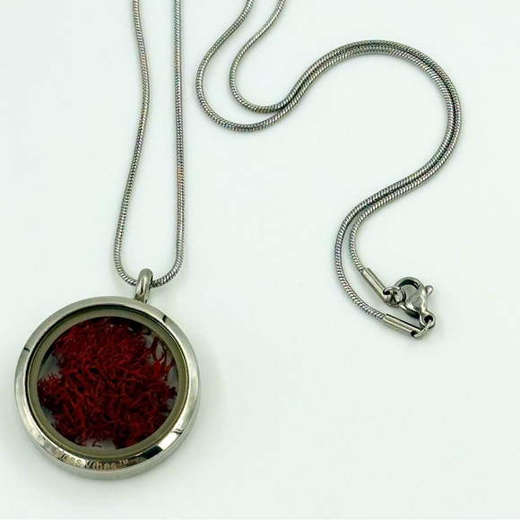Eternal Moss Locket Pendant Necklace- Scarlet Red - Picture 7 of 9